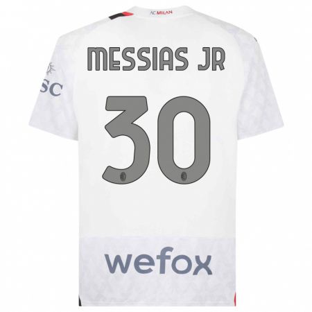Kandiny Enfant Maillot Junior Messias #30 Blanc Tenues Extérieur 2023/24 T-Shirt