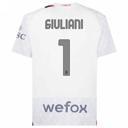Kandiny Enfant Maillot Laura Giuliani #1 Blanc Tenues Extérieur 2023/24 T-Shirt
