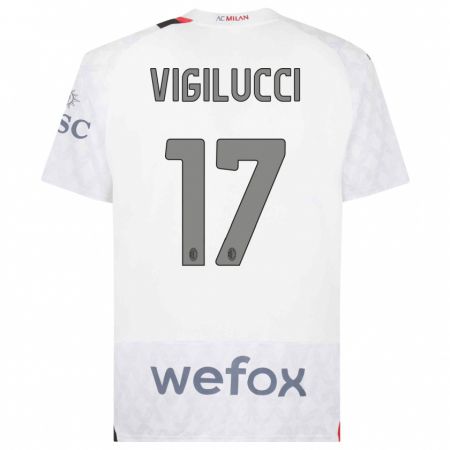Kandiny Enfant Maillot Valery Vigilucci #17 Blanc Tenues Extérieur 2023/24 T-Shirt
