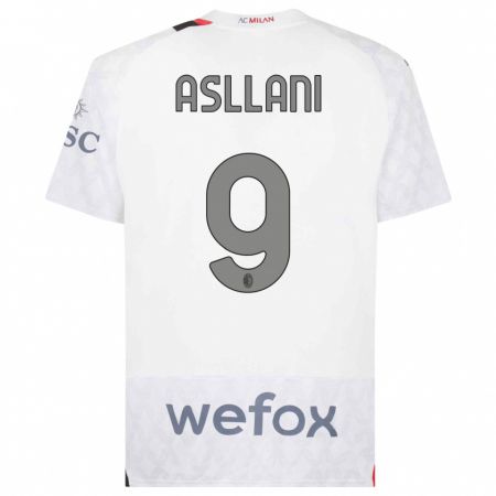 Kandiny Enfant Maillot Kosovare Asllani #9 Blanc Tenues Extérieur 2023/24 T-Shirt