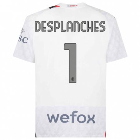 Kandiny Enfant Maillot Sebastiano Desplanches #1 Blanc Tenues Extérieur 2023/24 T-Shirt