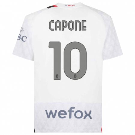 Kandiny Enfant Maillot Andrea Capone #10 Blanc Tenues Extérieur 2023/24 T-Shirt