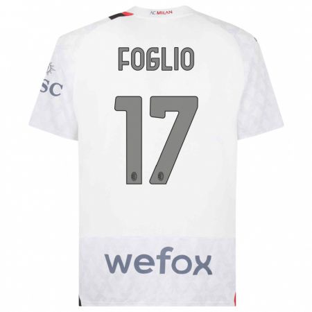 Kandiny Enfant Maillot Christian Foglio #17 Blanc Tenues Extérieur 2023/24 T-Shirt