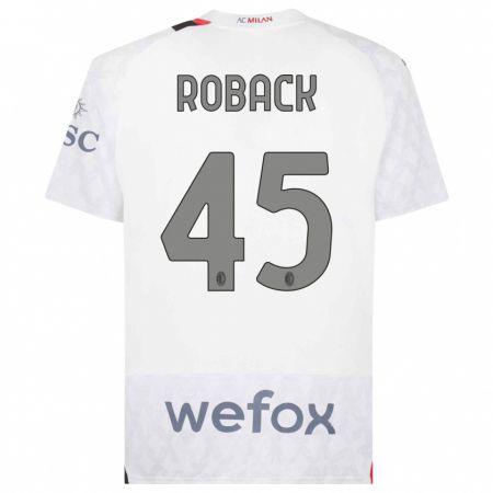 Kandiny Enfant Maillot Emil Roback #45 Blanc Tenues Extérieur 2023/24 T-Shirt