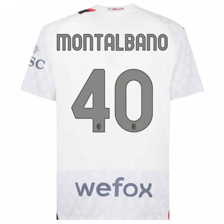 Kandiny Enfant Maillot Nicolo Montalbano #40 Blanc Tenues Extérieur 2023/24 T-Shirt