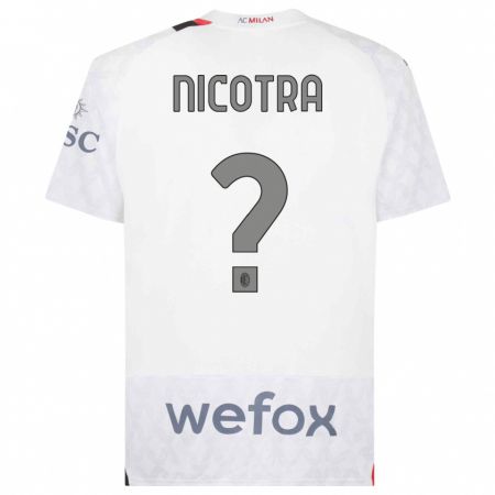Kandiny Enfant Maillot Riccardo Nicotra #0 Blanc Tenues Extérieur 2023/24 T-Shirt