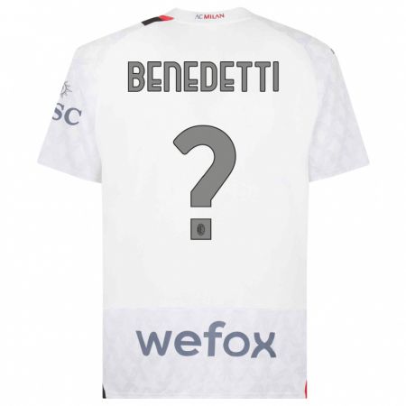 Kandiny Enfant Maillot Emanuele Benedetti #0 Blanc Tenues Extérieur 2023/24 T-Shirt