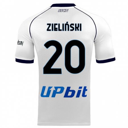 Kandiny Enfant Maillot Piotr Zielinski #20 Blanc Tenues Extérieur 2023/24 T-Shirt