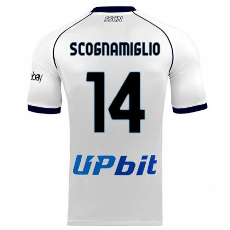 Kandiny Enfant Maillot Fabio Scognamiglio #14 Blanc Tenues Extérieur 2023/24 T-Shirt