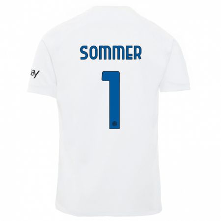 Kandiny Enfant Maillot Yann Sommer #1 Blanc Tenues Extérieur 2023/24 T-Shirt
