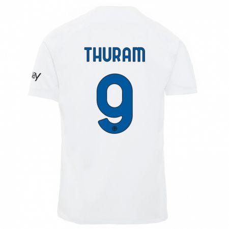 Kandiny Enfant Maillot Marcus Thuram #9 Blanc Tenues Extérieur 2023/24 T-Shirt