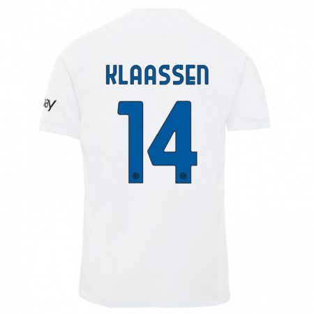 Kandiny Enfant Maillot Davy Klaassen #14 Blanc Tenues Extérieur 2023/24 T-Shirt