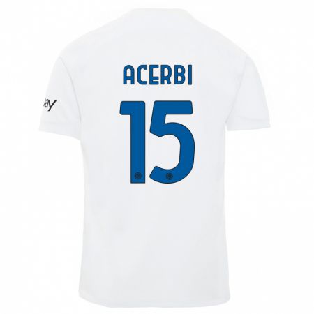 Kandiny Enfant Maillot Francesco Acerbi #15 Blanc Tenues Extérieur 2023/24 T-Shirt
