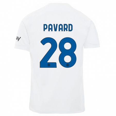 Kandiny Enfant Maillot Benjamin Pavard #28 Blanc Tenues Extérieur 2023/24 T-Shirt
