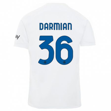 Kandiny Enfant Maillot Matteo Darmian #36 Blanc Tenues Extérieur 2023/24 T-Shirt