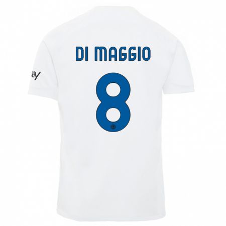Kandiny Enfant Maillot Luca Di Maggio #8 Blanc Tenues Extérieur 2023/24 T-Shirt