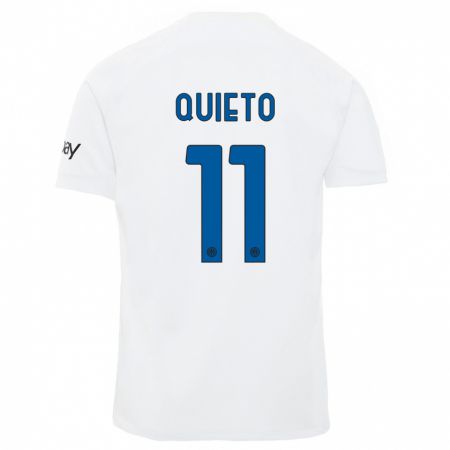 Kandiny Enfant Maillot Daniele Quieto #11 Blanc Tenues Extérieur 2023/24 T-Shirt
