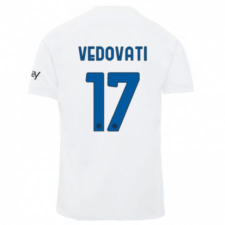 Kandiny Enfant Maillot Gabriele Vedovati #17 Blanc Tenues Extérieur 2023/24 T-Shirt