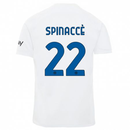 Kandiny Enfant Maillot Matteo Spinaccè #22 Blanc Tenues Extérieur 2023/24 T-Shirt