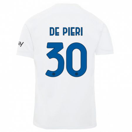 Kandiny Enfant Maillot Giacomo De Pieri #30 Blanc Tenues Extérieur 2023/24 T-Shirt