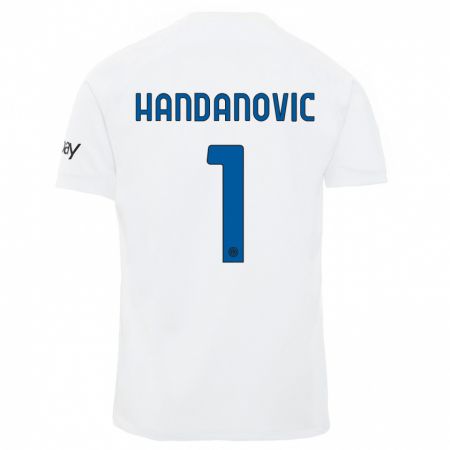 Kandiny Enfant Maillot Samir Handanovic #1 Blanc Tenues Extérieur 2023/24 T-Shirt