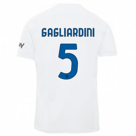 Kandiny Enfant Maillot Roberto Gagliardini #5 Blanc Tenues Extérieur 2023/24 T-Shirt