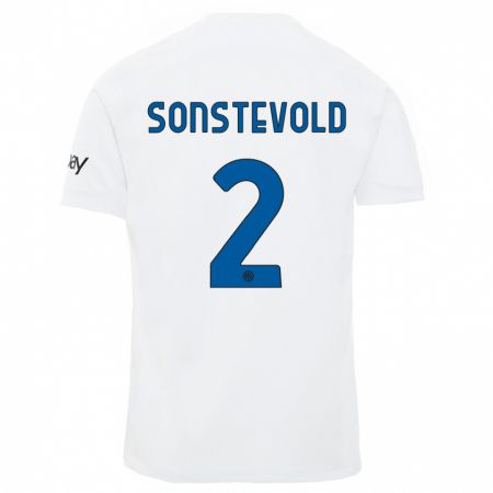 Kandiny Enfant Maillot Anja Sonstevold #2 Blanc Tenues Extérieur 2023/24 T-Shirt
