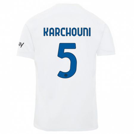 Kandiny Enfant Maillot Ghoutia Karchouni #5 Blanc Tenues Extérieur 2023/24 T-Shirt