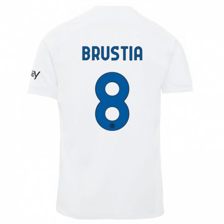Kandiny Enfant Maillot Martina Brustia #8 Blanc Tenues Extérieur 2023/24 T-Shirt
