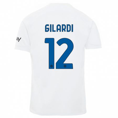 Kandiny Enfant Maillot Astrid Gilardi #12 Blanc Tenues Extérieur 2023/24 T-Shirt