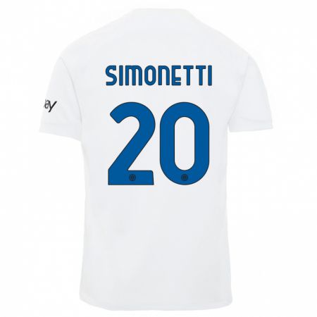 Kandiny Enfant Maillot Flaminia Simonetti #20 Blanc Tenues Extérieur 2023/24 T-Shirt