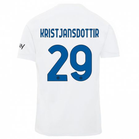 Kandiny Enfant Maillot Anna Bjork Kristjansdottir #29 Blanc Tenues Extérieur 2023/24 T-Shirt