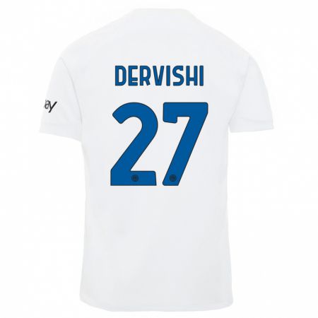Kandiny Enfant Maillot Kristian Dervishi #27 Blanc Tenues Extérieur 2023/24 T-Shirt