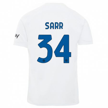 Kandiny Enfant Maillot Amadou Sarr #34 Blanc Tenues Extérieur 2023/24 T-Shirt