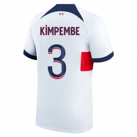 Kandiny Enfant Maillot Presnel Kimpembe #3 Blanc Tenues Extérieur 2023/24 T-Shirt