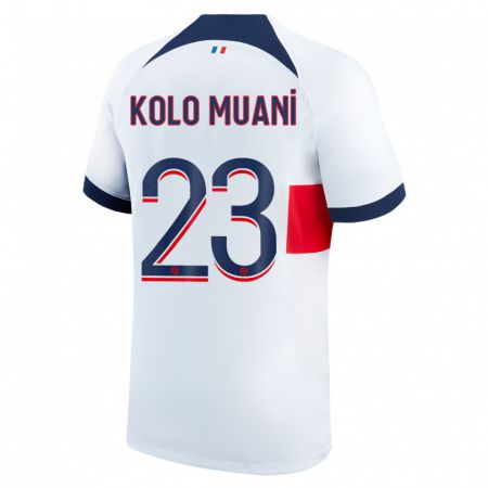 Kandiny Enfant Maillot Randal Kolo Muani #23 Blanc Tenues Extérieur 2023/24 T-Shirt