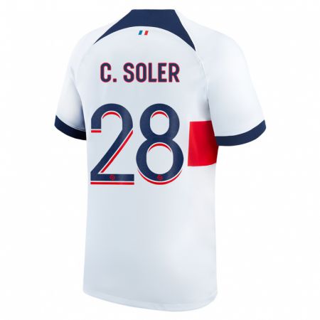 Kandiny Enfant Maillot Carlos Soler #28 Blanc Tenues Extérieur 2023/24 T-Shirt