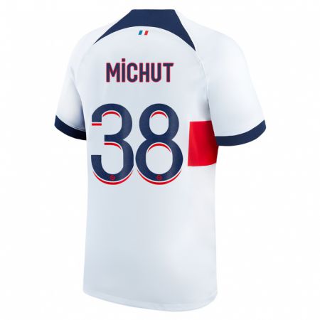 Kandiny Enfant Maillot Edouard Michut #38 Blanc Tenues Extérieur 2023/24 T-Shirt