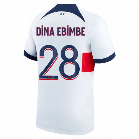 Kandiny Enfant Maillot Eric Junior Dina Ebimbe #28 Blanc Tenues Extérieur 2023/24 T-Shirt