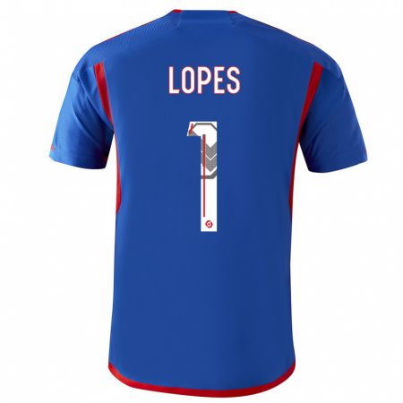 Kandiny Enfant Maillot Anthony Lopes #1 Bleu Rouge Tenues Extérieur 2023/24 T-Shirt