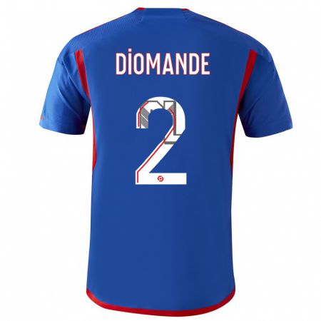 Kandiny Enfant Maillot Sinaly Diomandé #2 Bleu Rouge Tenues Extérieur 2023/24 T-Shirt