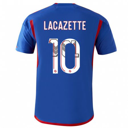 Kandiny Enfant Maillot Alexandre Lacazette #10 Bleu Rouge Tenues Extérieur 2023/24 T-Shirt