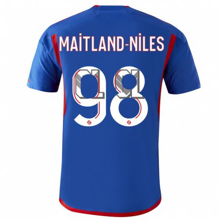 Kandiny Enfant Maillot Ainsley Maitland-Niles #98 Bleu Rouge Tenues Extérieur 2023/24 T-Shirt