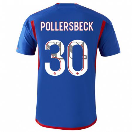 Kandiny Enfant Maillot Julian Pollersbeck #30 Bleu Rouge Tenues Extérieur 2023/24 T-Shirt