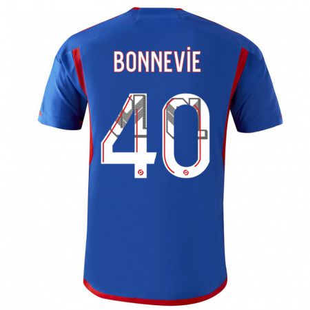 Kandiny Enfant Maillot Kayne Bonnevie #40 Bleu Rouge Tenues Extérieur 2023/24 T-Shirt