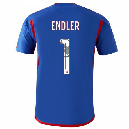 Kandiny Enfant Maillot Christiane Endler #1 Bleu Rouge Tenues Extérieur 2023/24 T-Shirt