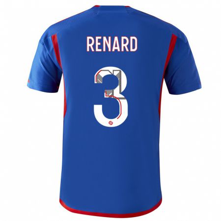Kandiny Enfant Maillot Wendie Renard #3 Bleu Rouge Tenues Extérieur 2023/24 T-Shirt
