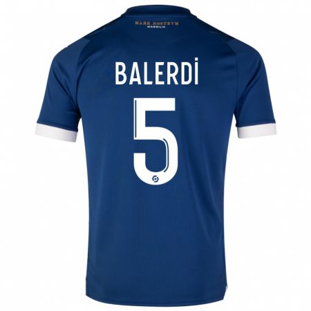 Kandiny Enfant Maillot Leonardo Balerdi #5 Bleu Foncé Tenues Extérieur 2023/24 T-Shirt