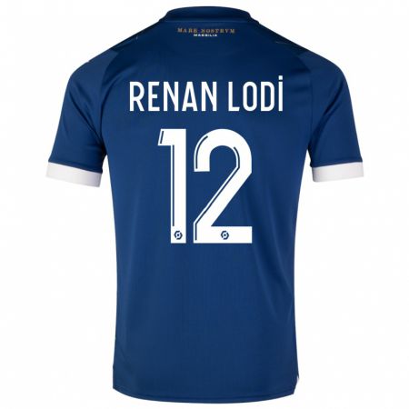 Kandiny Enfant Maillot Renan Lodi #12 Bleu Foncé Tenues Extérieur 2023/24 T-Shirt