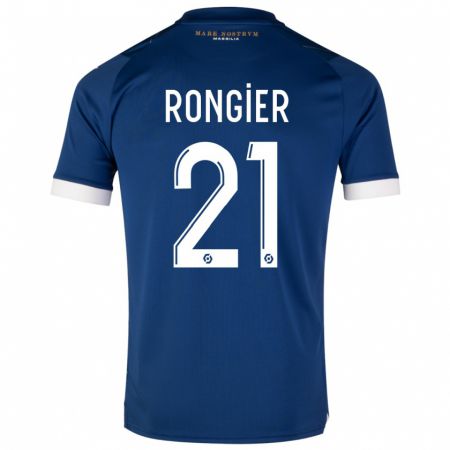 Kandiny Enfant Maillot Valentin Rongier #21 Bleu Foncé Tenues Extérieur 2023/24 T-Shirt